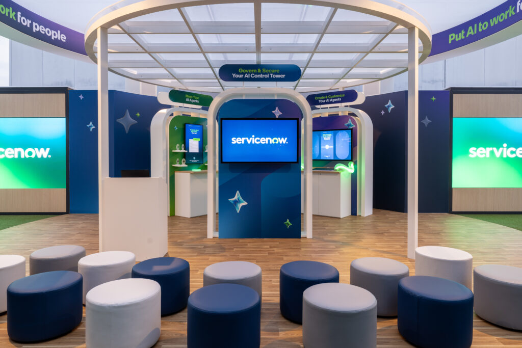 Neil Scrivener led ServiceNow's flagship host area in the Gardens at Fira Barcelona at Mobile World Congress 2026. 