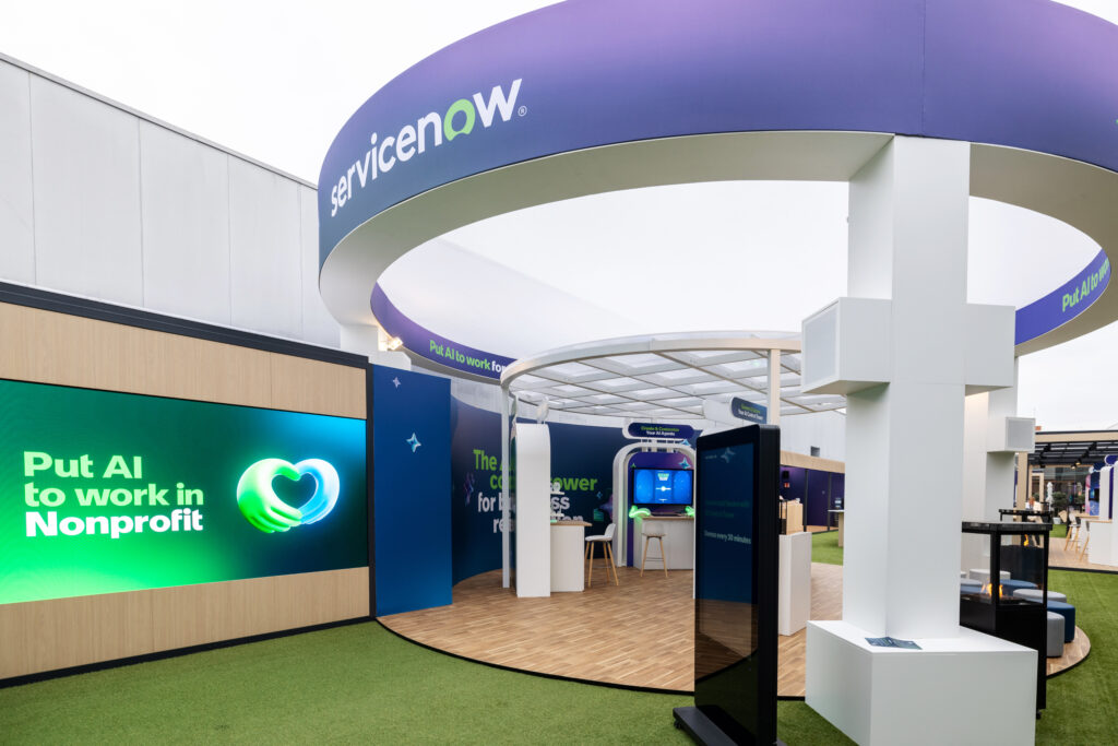 Neil Scrivener led ServiceNow's flagship host area in the Gardens at Fira Barcelona at Mobile World Congress 2026. 